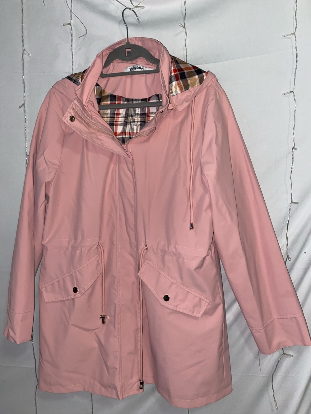 Ladies' Pink Hooded Raincoat Jacket - Lightweight Water-Resistant